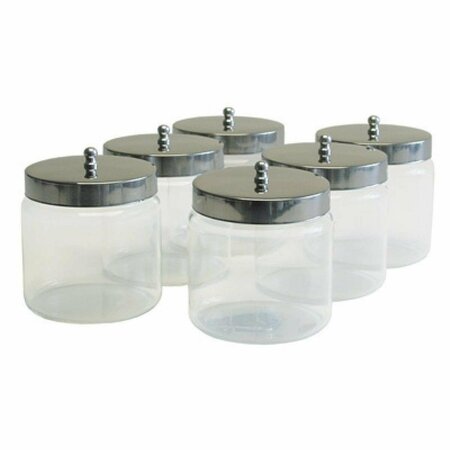 GF HEALTH PRODUCTS 4 in. Unlabeled Flint Glass Dressing Jar with Cover, 6PK 3461